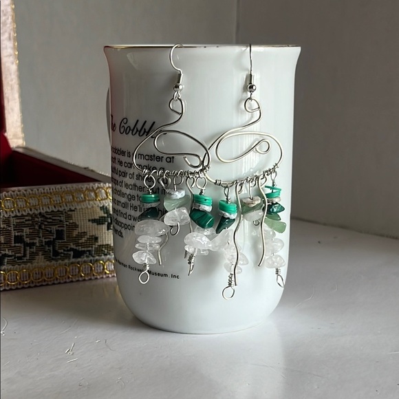 Handmade Jewelry - Chic Green and Silver jellyfish Earrings